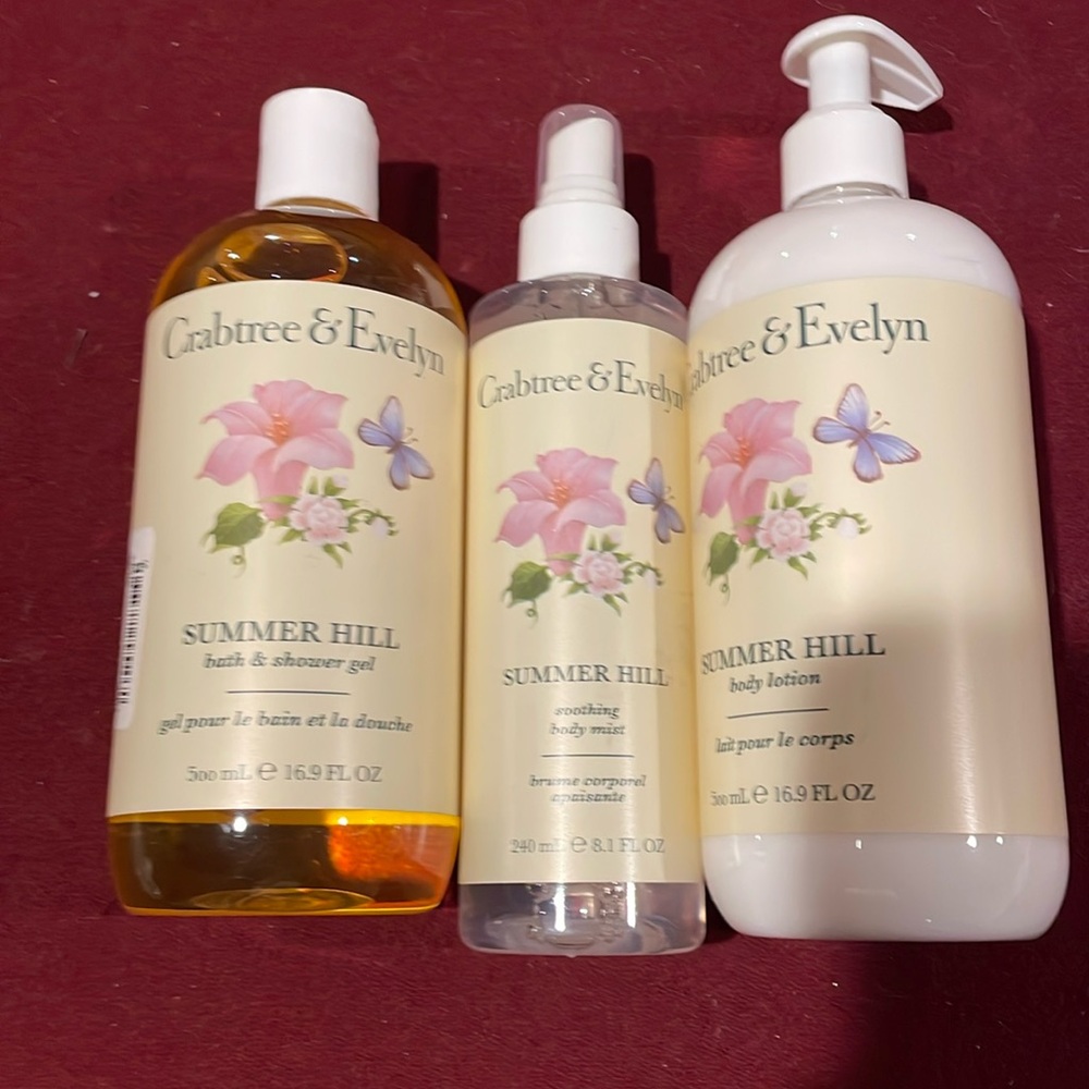 Crabtree & Evelyn, Summer Hill Bath Shower Gel, Body Lotion Linen Spray